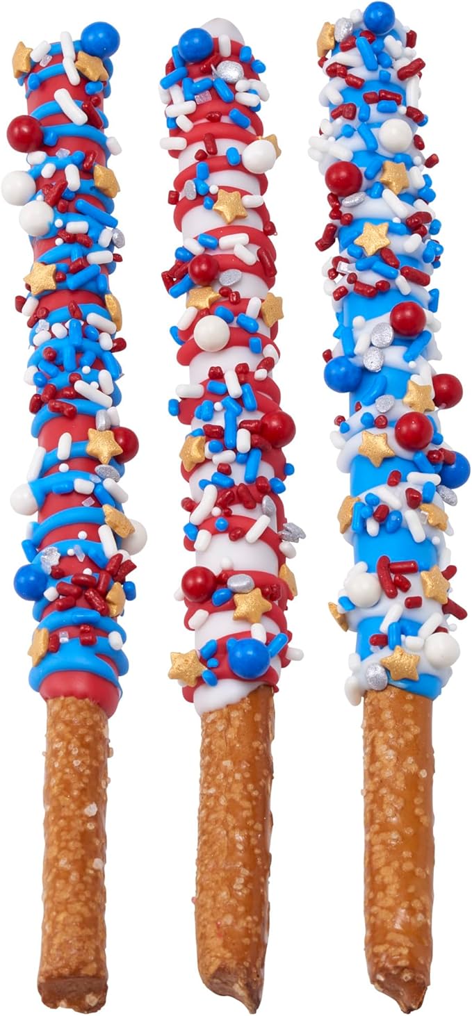 DECOPAC Firecracker Deluxe Fusion Mix, 26oz, Fancy Patriotic Candy Sprinkles in Handheld Container, Edible Sprinkles For Celebration Cakes, Cupcakes, Cookies and Donuts, Red, White, and Blue