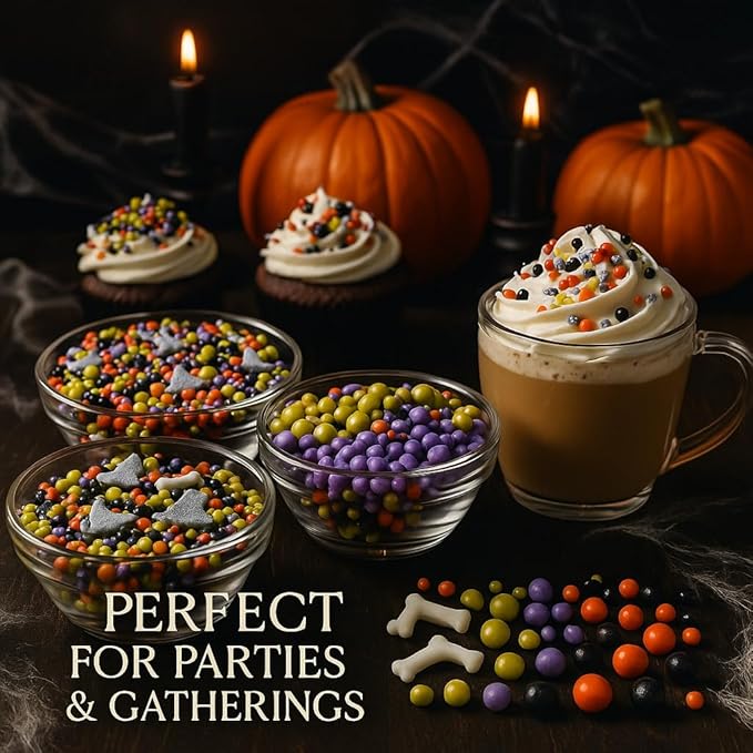 Confect Halloween Edible Sprinkles Bottle | Spooky Cake Decorations for Halloween Cupcakes, Cookies, Treats | Festive Sprinkle Mix for Baking – Witch, Ghost, Pumpkin Shapes – 4.2 Oz (HLWNBOX-BT-10)