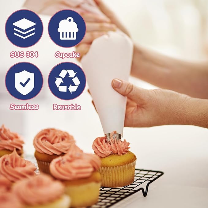 5 Pieces Flower Piping Tips, Flower Tips for Cake Decorating, 102、103、104、127、128、104 Piping Tip, Small Size Adapter for Decorating, Suitable for Cookies and Cupcakes