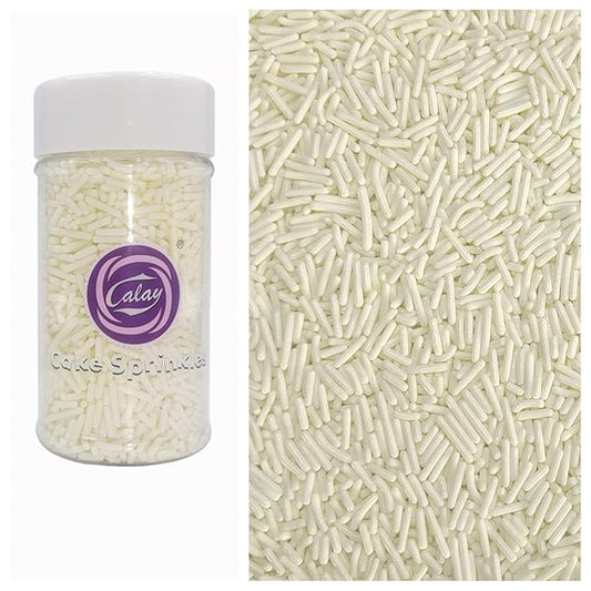 Sentovac Edible White Jimmies Sprinkles for Cake Decorating Baking | Cupcake Cookie and Ice Cream Toppers Cake Decorations| Celebrations Wedding Shower Party Chirstmas Supplies 78g/2.75oz