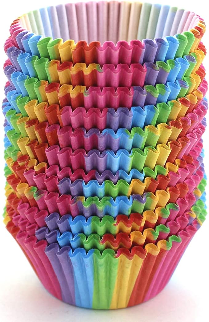 WARMBUY Rainbow Cupcake Papers Baking Cup Liners, 300 Pcs