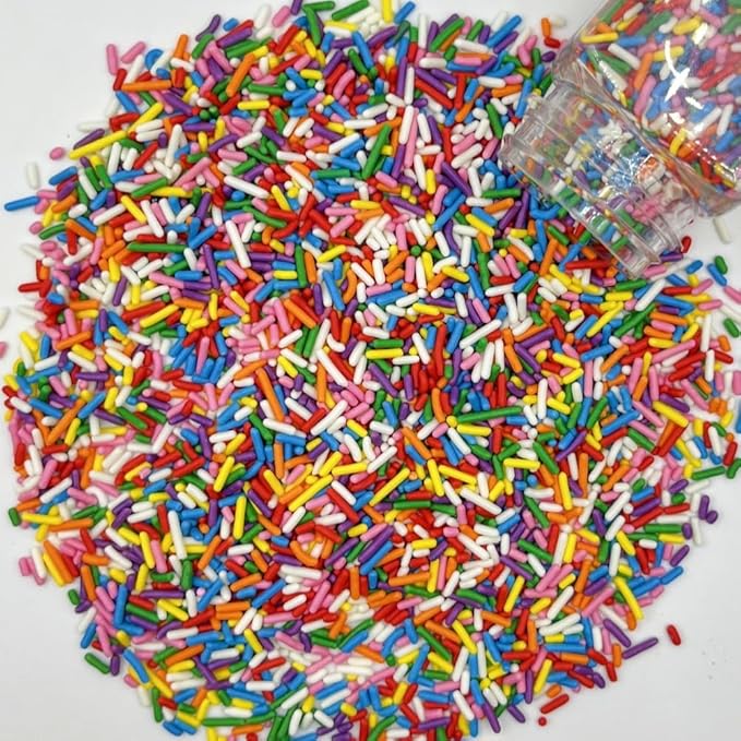 Sentovac Edible Smooth Rainbow Jimmies Sprinkles for Cake Decorating | Cupcake and Ice Cream Toppers Cake Decorations | Soft Jimmies Sprinkles for Baking | 1 Bottle 2.75oz Cookie Decorating Celebrations Wedding Shower Party Chirstmas Supplies