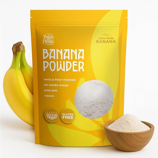 Palm & Plenty Powdered Banana Fruit - Natural Banana Flavoring for Smoothies, Baking, Shakes, Frozen Drink Mix - Non-GMO, Vegan, Gluten-Free, No Added Sugar - Whole Fruit Powder - 1 lb Bag