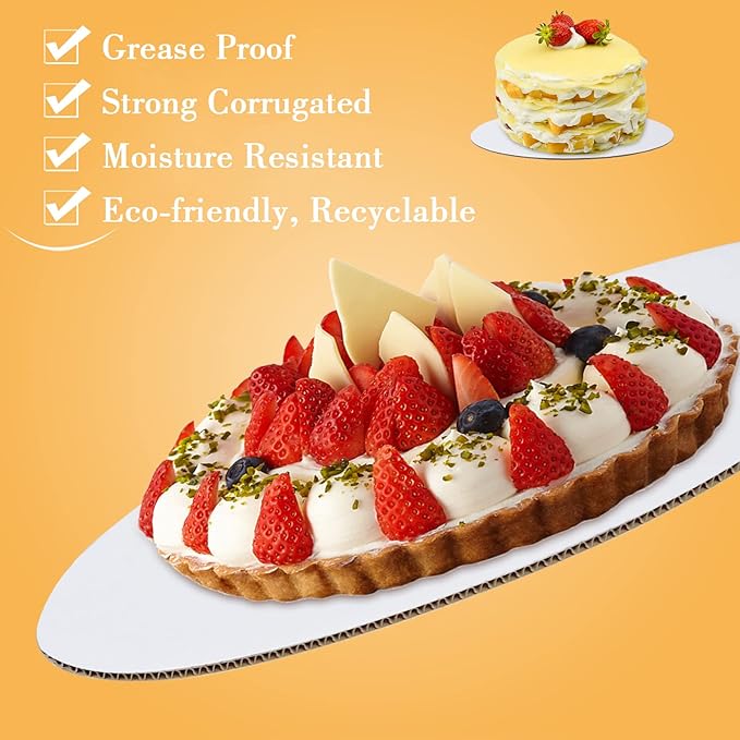 Sudaya Cake Boards 50 PCS, Cake Boards 10 Inch Round, Cardboard Cake Rounds, Disposable Cake Plates, Food Grade Cake Base Cake Tray Cake Circles, 10 Inch Cake Board White Cardboard Circles Round Base