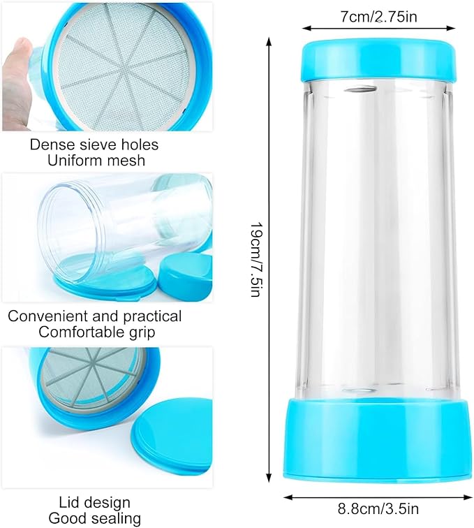 Flour Sifter,Sifter for Baking,Powdered Sugar Shaker Duster,Flour Duster for Bread Baking Flour Sieve for Baking Cakes Kitchen (Blue)