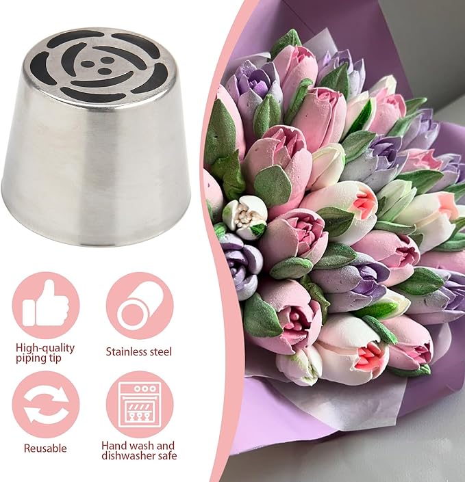 Extra Large Russian Piping Tips for Marshmallows Stainless Steel Flower Frosting Nozzles many styles Cake Decorating Baking tool for Buttercream, Cupcakes Cookies(SL91)