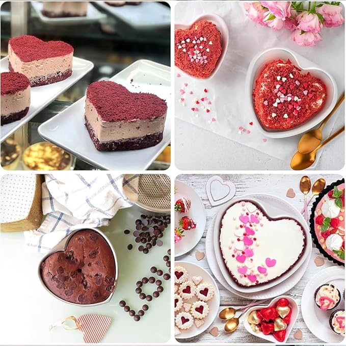 8 x 2.5 Inch Aluminum Heart Shaped Cake Pan Heart Cake Tin Nonstick Cheesecake Pan for Valentine's Day Wedding Anniversary Party