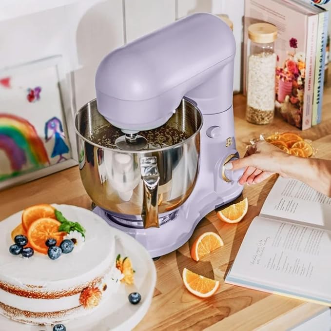 Beautiful 5.3QT Stand Mixer, 300W, 12 Speeds, Tilt-Head, Dishwasher-Safe, Splash Shield, Stainless Steel Bowl, Premium Matte Finish, for Baking & Cooking (Lavender)