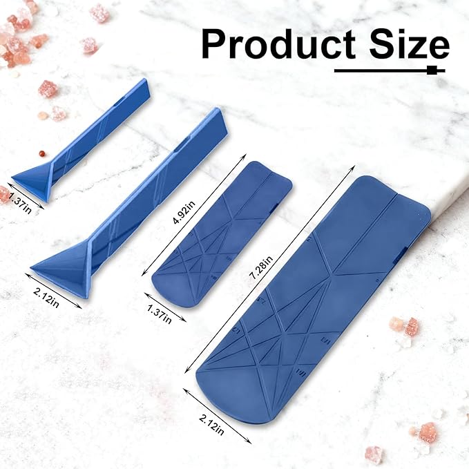 FLAT 3-IN-1 FOLDING MEASURING SPOONS | Magnetic Polygons Measuring Spoon,2 Spoons with 6 Different Sizes｜Space Saving, Nesting Design for Kitchen Storage｜Food Grade Silicone (Blue)