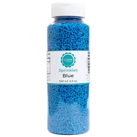 O’Creme Blue Sprinkles – 6.3oz for Cake Decorating – Kosher Pastel Sprinkles for Cupcakes, Cookies, Cakes, Ice Cream – Easy-Pour Jar