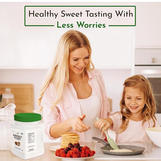 Morning Pep 100% Pure Monk Fruit extract sweetener, No Erythritol, Monkfruit Extract Powder, NON-GMO Project Verified, Keto Certified, OU kosher, No Fillers Zero Calories | Over 900 Servings | 10 oz