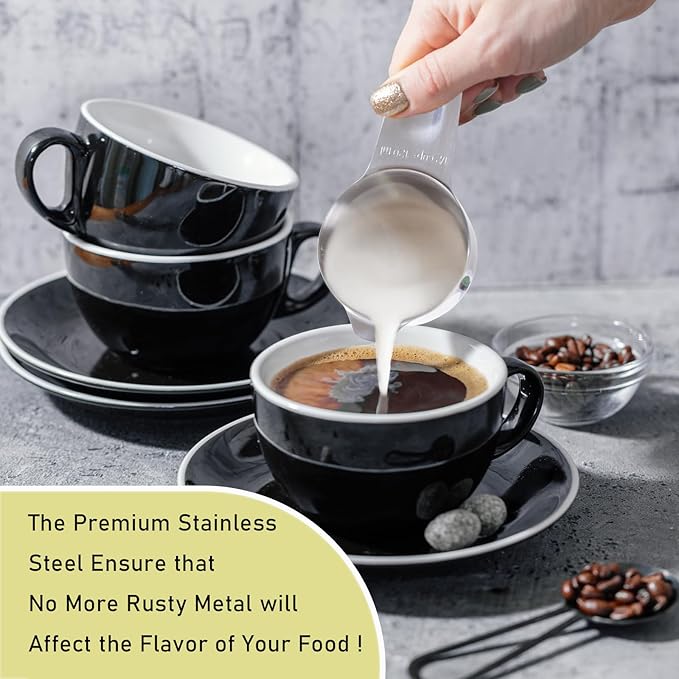 2PCS 1Cup (240ml, 8oz) Single Measuring Cup, Stainless Steel Measure Scoop, Metric and US Measurement, Heavy Duty, Dishwasher Safe