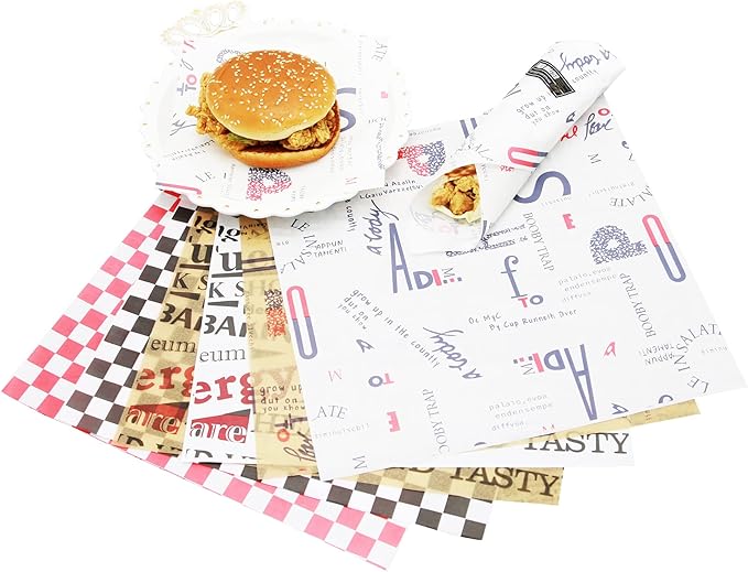 Premium Deli Paper 12"x12"- 200 Pack - Water & Grease Resistant, Greaseproof Liners for Food Boats - Pre Cut Deli Sandwich Wrappers - Food Basket Sheets for BBQ, Picnic, Tray Liner