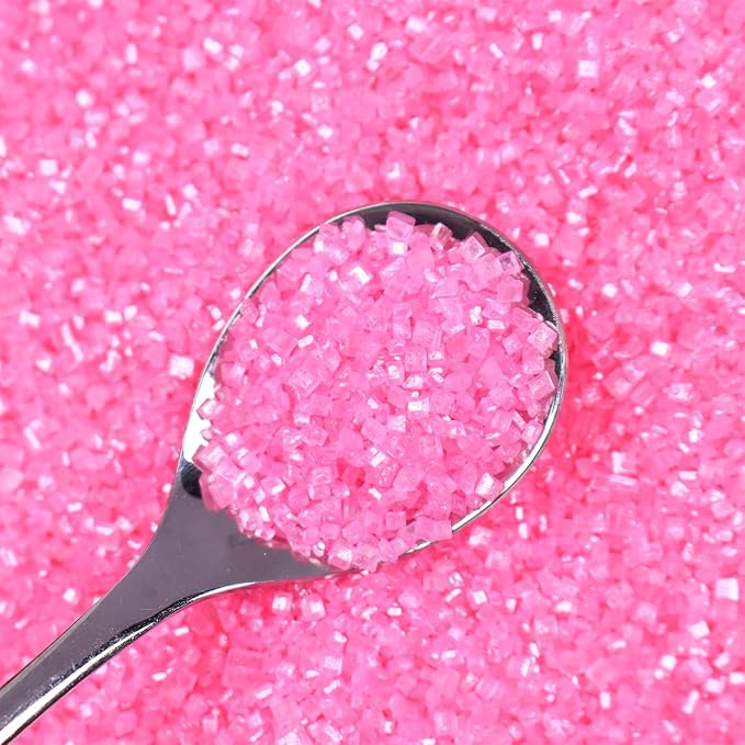 Pink Sanding Sugar 150g (5.3 oz) - Edible Sparkling Sugar for Baking Decorations, Cookies, Cakes, Cupcakes Ice Cream Toppers - Vibrant Pink Color Sugar Crystals