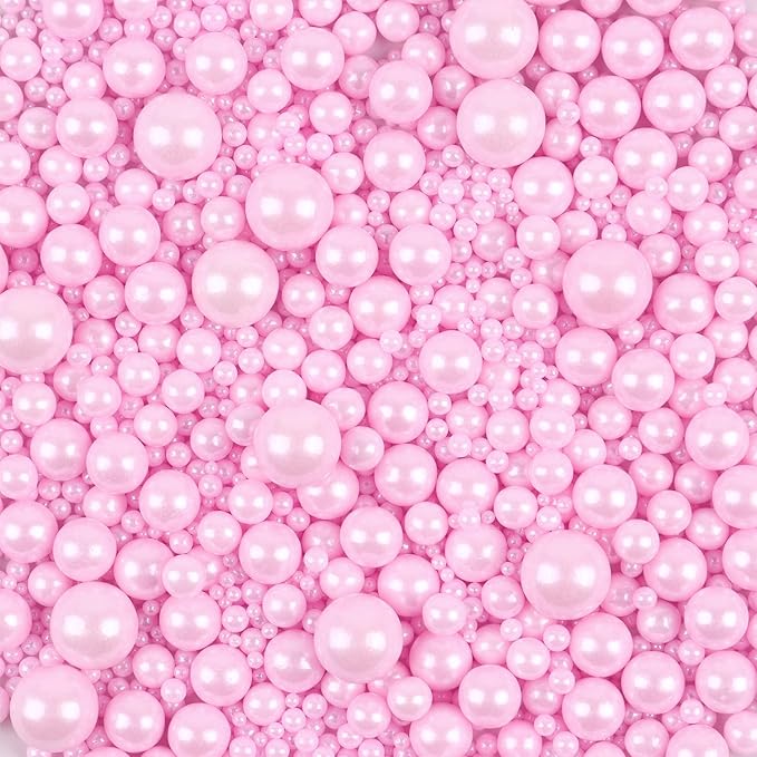 Pink Sprinkles for Cake Decorating 3.5 Ounces, Edible Sugar Pearls Mixing Sizes for Cupcake Topper, Cookies, Ice Cream Toppings Cake Decorations for Party Celebrations