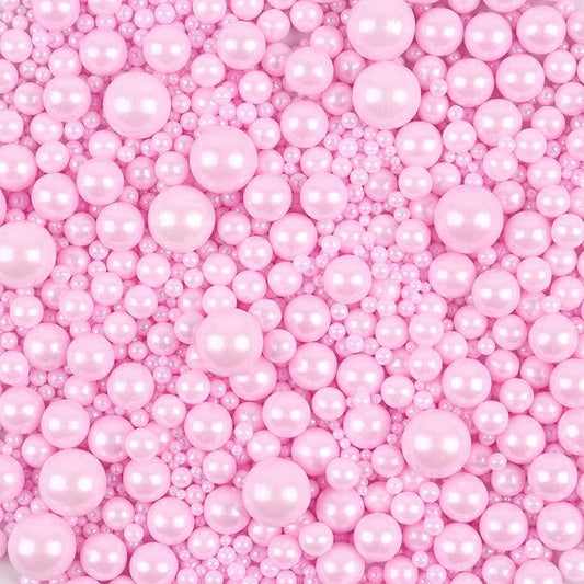 Pink Sprinkles for Cake Decorating 3.5 Ounces, Edible Sugar Pearls Mixing Sizes for Cupcake Topper, Cookies, Ice Cream Toppings Cake Decorations for Party Celebrations