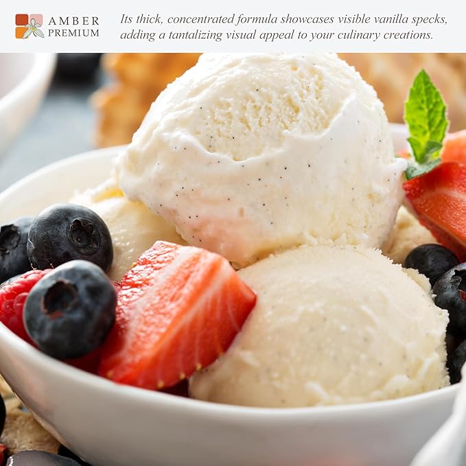 Amber Premium Pure Vanilla Bean Paste 1kg / 27 fl oz (US) - Made with Authentic Madagascar Vanilla Extract - Vegan, Kosher, Chef Recommended for Baking, Desserts, and Pastries