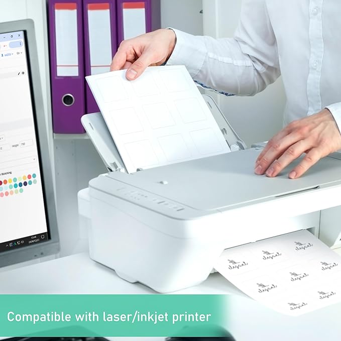 L LIKED 360 Printable Matte Square Sticker Labels 2”x2”- 12 Labels Per Sheet, 30 Sheets - Compatible with Laser & Inkjet Printings