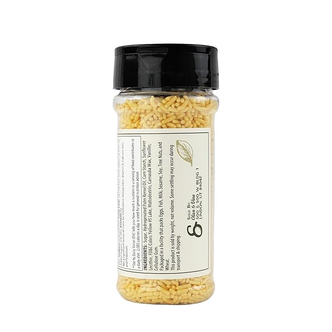 Olive & Vine Yellow Soft Sprinkles, Subtle Sweetness, For Baking & Desserts, Rich Tradition, Authentic Taste, For Global Recipes (5.76 Ounce)