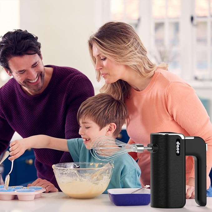 Dace Handheld Mixer with Stainless Steel Beaters, 4 Speed Powerful Motor, Detachable Battery Hand Mixer for Egg, Cake, Milk, Souffle