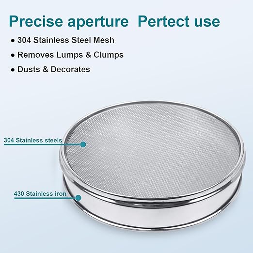 304 Stainless Steel Lab Sieve Screen Mesh, 16 Mesh(1.18mm) Aperture Test Sieve, 12Inch(30cm) Diameter Economy Standard Analysis Sample Test Sieves for Industrial Laboratory Homes