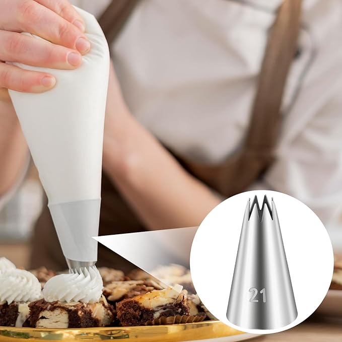 3 Pcs Open Star Cake Decorating Tip #21, Icing Piping Tip for Frosting, Open Star Icing Tips for Cake Decorating