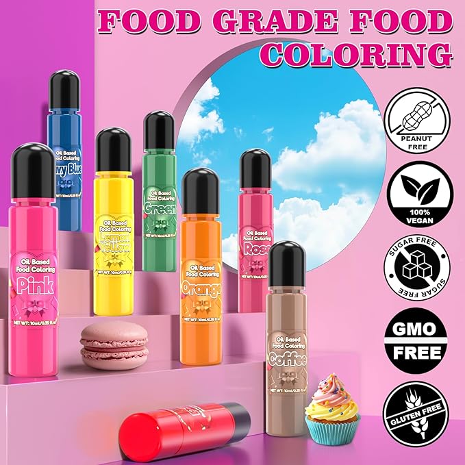 24 Color Oil Based Food Coloring Set, 8.4 Fl. Oz, Concentrated Oil Based Food Coloring for Chocolate Melts Candy Cake - 0.35 Fl. Oz (10ml)/Bottles