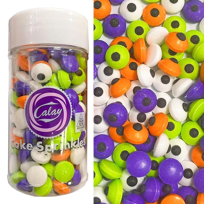 PhilaeEC Color Candy Eye Eyeball Sprinkle Halloween Edible for Cake Decoration Small 1CM Eyes Candy Baking Cookie Cupcake Toppers Decoration Halloween Christmas Valentines Supplies