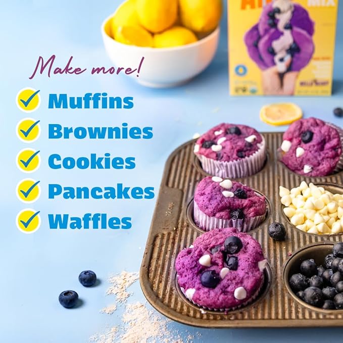 Dilettoso's Organic Gluten-Free Oat Flour Baking Mix | Wild Blueberry | Pancakes, Waffles, Cupcakes, Brownies, and Cookies | 10oz AMORE Mix (1 Box)