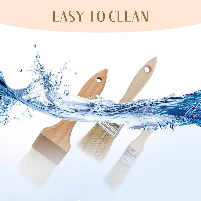 5-Pack Basting Brush for Cooking, Food Brushs, Pastry Brush for Baking, Durable Natural Bristles, No Shedding, Wooden Handle, for Barbecue, Sauces, Butter, Egg Wash, Marinades