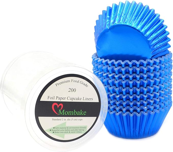 Standard Blue Foil Cupcake Liners Muffin Baking Cups for Party and More, 200-Count