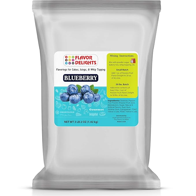 Flavor Delights by Angel Specialty Products: Flavored Powder Bakery Mix > Passion Fruit, Pistachio, Pumpkin Pie, Strawberry (Blueberry, 3 Pound Bag)