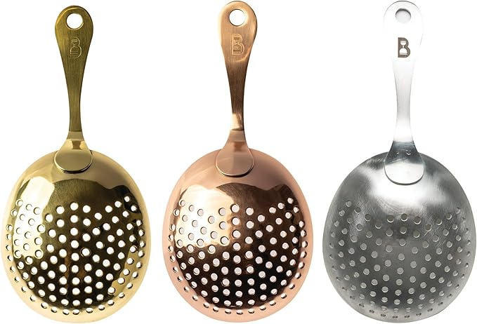 Bull in China Julep Strainer with Handle - 100% Brass | Bar Hand Sieve | Cocktail Strainer | Strainer for Bartending