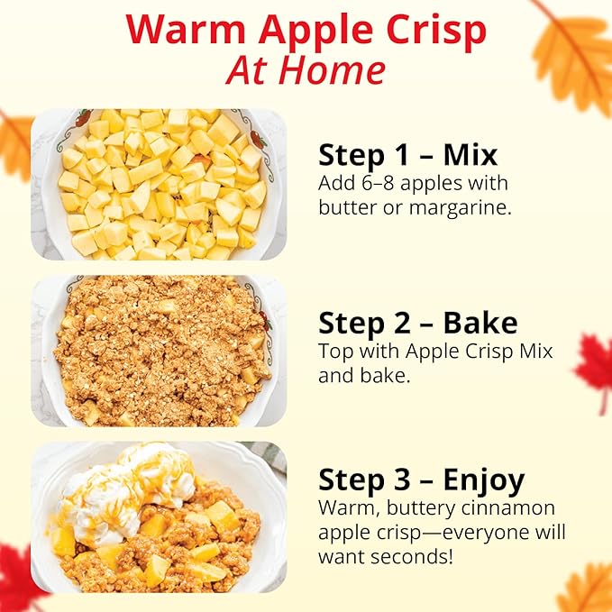 Concord Foods Apple Crisp Mix Easy to Make Dessert with Delicious Ready to Go Ingredients - Sweet, Tender, Fruit Dessert Covered in Buttery, Cinnamon Crumb Topping (8.5 oz Pack of 6)