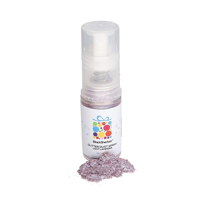 Blacksherbet Edible Glitter Spray, (10g) | 100% Edible | Cakes, Cupcakes, Cocktails, Edible Drink Glitter, Chocolate. Food Grade Glitter & Dusts. Kosher (Light Lavender)