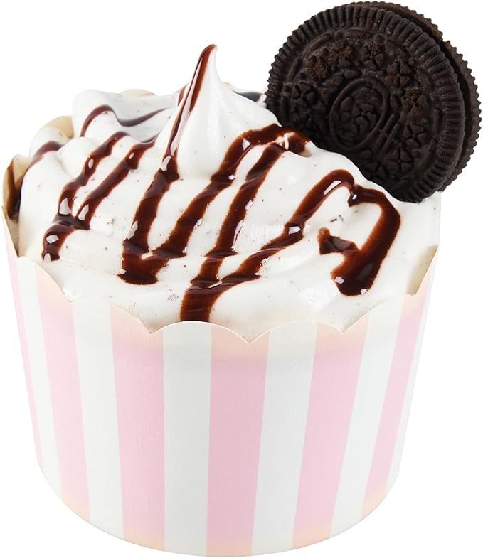 Panificio 10 Ounce Cupcake Wrappers, 200 Scalloped Baking Cups - Oven-Ready, Greaseproof, Pink Striped Paper Cupcake Liners, Disposable, For Birthdays, Baby Showers, Or Weddings - Restaurantware