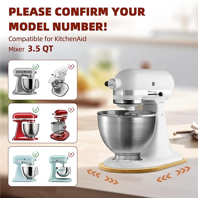 Mixer Slider Compatible with 3.5 QT Kitchen Aid Stand Mixers, Kitchen Countertop Storage Mover Sliding Caddy Mixer Slider Mat for Kitchen Aid Stand Mixer Accessories Attachment (Bamboo - Natura)
