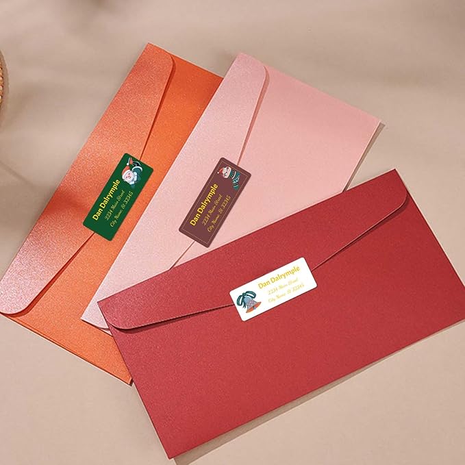 Personalized Address Labels mailing Labels Stickers Personalized Christmas Stickers 150pcs in Paper, Vinyl, Kraft Paper, Clear Material 0.75inchx2.5inch(Style 7)