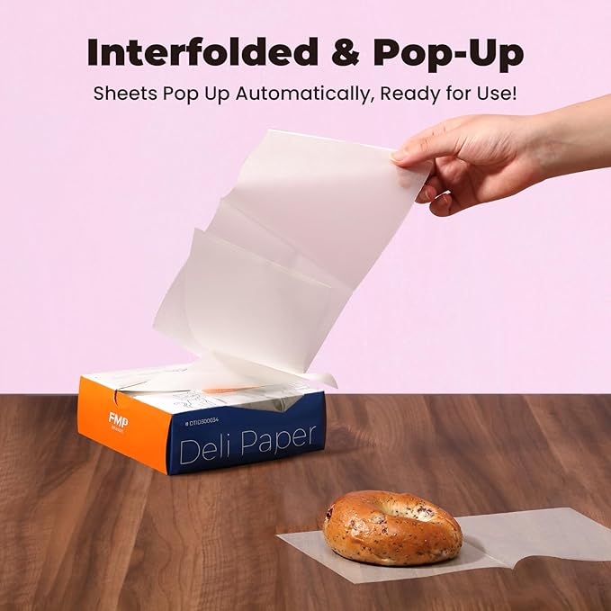 Fit Meal Prep [500 Pack] 6 x 10.75" Wax Paper Sheets for Food, Interfolded Precut Deli Paper, Pop Up Grease-Proof Sandwich Paper Wraps, Waterproof for Lunch, Food Basket, Microwave Cover, BBQ