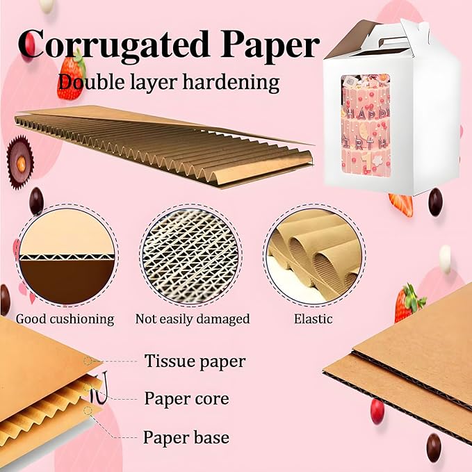 Cake Boxes - 2 Pack Tall Cake Box 10x10x12 Inch Disposable Layer Carrier with Window Large Tierd Cake Out Transport Containers with Handle for Wedding, Birthday, Party(White)