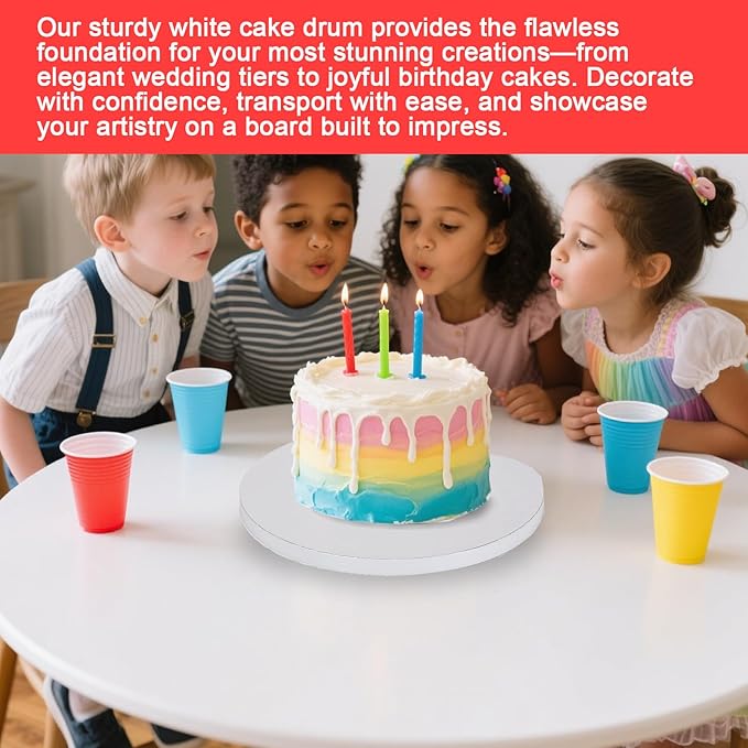 Cake Drums 10 inch - 10PCS Cake Boards 10 inch Round 1/2" Thick Cakes Base para Pastel Cardboard Sturdy Corrugated for Wedding, Birthday Decorating, Party Desserts, Baking Decorating Supplies (White)