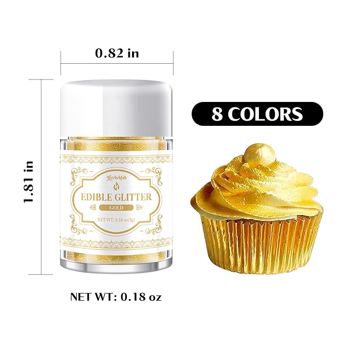 Edible Glitter for Drinks – 8 Colors Luster Dust, Food Grade Cocktail Shimmer Powder for Cakes, Beverages, Chocolate & Candy, 5g/Bottle