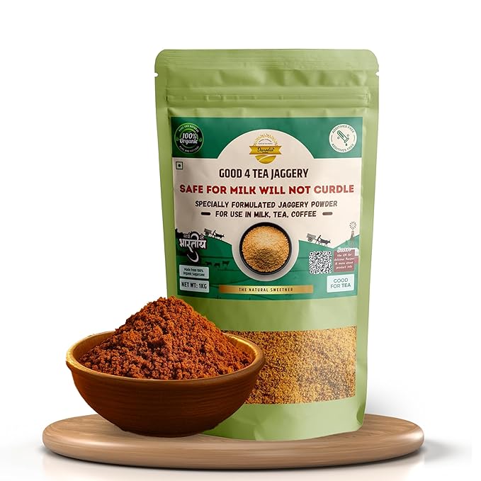 Danodia Foods Organic Jaggery Powder 2 lbs, Natural Sweetener for Tea & Coffee, Non-GMO & Vegan, Nutrient-Rich, Resealable Pouch, Indian Origin