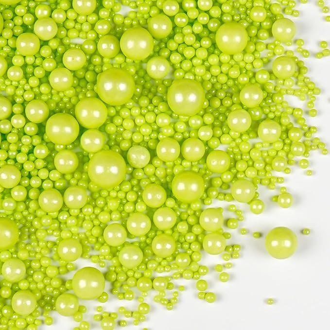 Christmas Green Pearl Sprinkles, Edible Candy Sugar Pearls, 150g/5.29oz, Mix Size, Cake Decorations & Cupcake Toppers, Wedding Party, Easter Supplies, Foodgrade Decoration