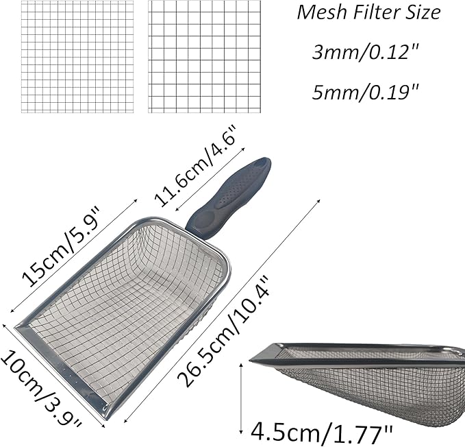 2Pcs Soil Sifter for Gardening, Stainless Steel Garden Sieve with Handle - 3mm&5mm Mesh Dirt Sifter for Compost Sand Rocks, Heavy-Duty Gardening Tool for Potting Landscaping and Planting