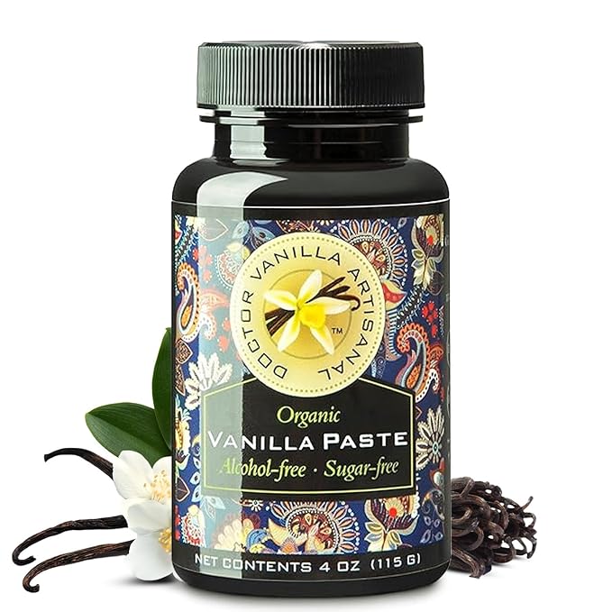 Organic Alcohol free Vanilla Paste - Bourbon, Madagascar, Kosher, Halal, non- GMO, Alcohol-Free, Sugar free, Gluten free, contains fresh vanilla powder