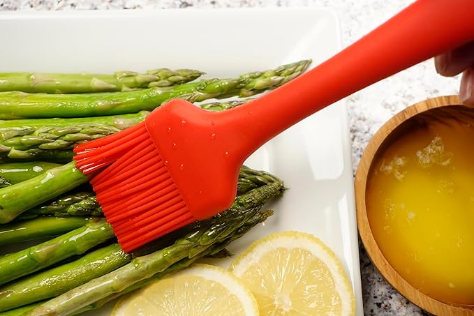 RSVP International Silicone Basting Brush, Red, 8.75" | Gently Spreads Butter, Sauces, Marinades, & More | Dishwasher Safe & Heat Resistant | BBQ Grill, Baking, Preparing Meats