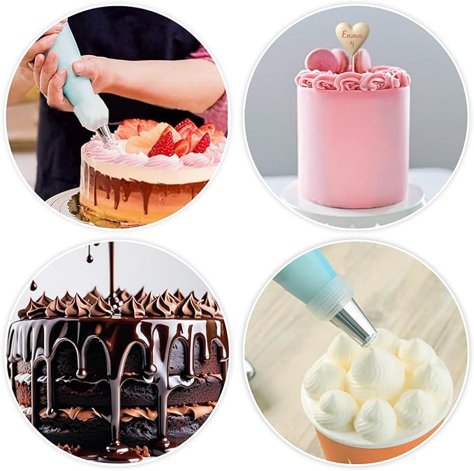 7 PCS Cake Decorating Tips, Round Hole Cake Piping Tips Set, Stainless Steel Vintage Piping Nozzles, Cake Frosting Tools Russian Pastry Icing Dispensers Supplies for Cake Cupcakes Cookies