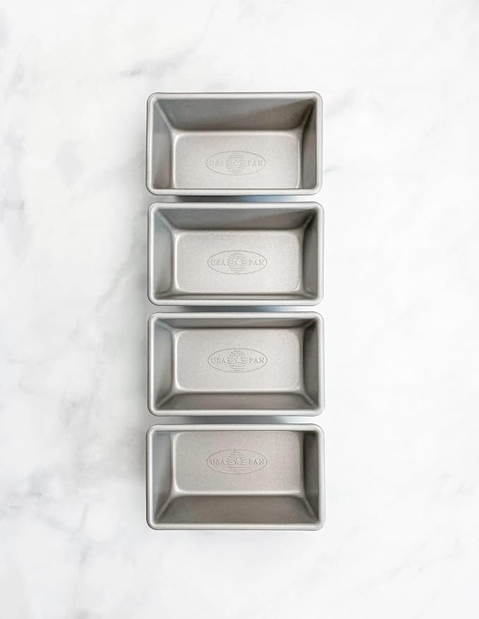 USA Pan Bakeware Nonstick Mini Loaf Pan, Set of 4, Aluminized Steel