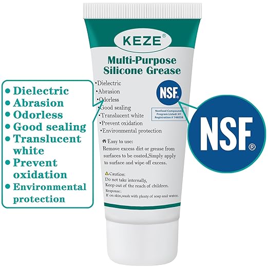 KEZE 92003 Silicone Grease with PTFE,Teflon-Based Lubricant Silicon Grease Tube for Machine Automotive Rubber Seals 3D Printer Plastic Gear Parts Sliding Door Window Track,Plumbing Faucet O Ring 1 oz